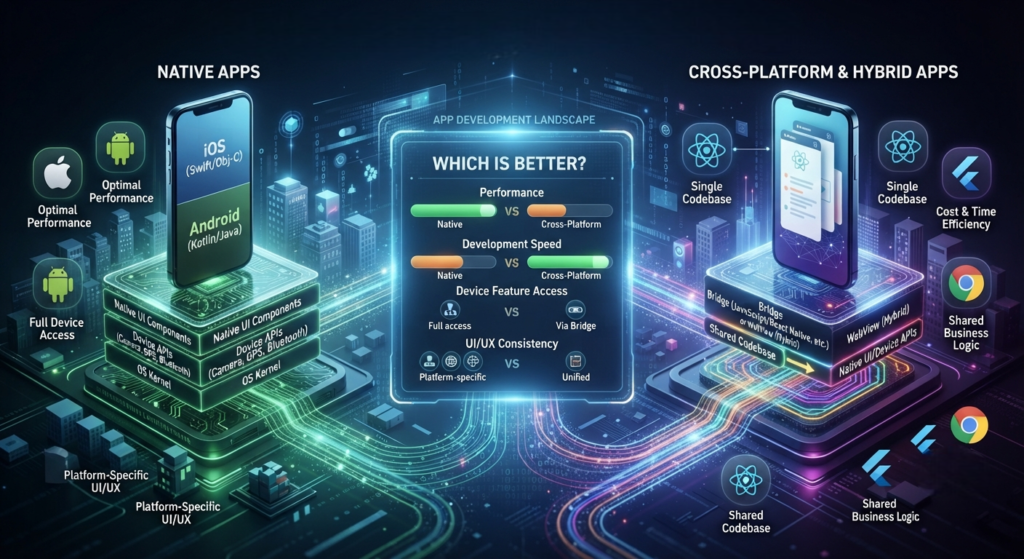 Cross-Platform or Hybrid Apps vs. Native Apps: Which one is better 3 Cross-Platform or Hybrid Apps vs. Native Apps: Which one is better
